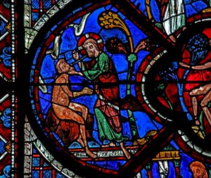 La fenêtre du Bon Samaritain : Dieu crée Adam - French School