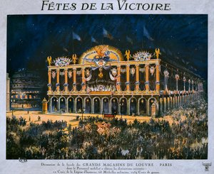 Les Grands Magasins du Louvre décorés pour la célébration de la Victoire de 1918, 14 juillet 1919 - French School