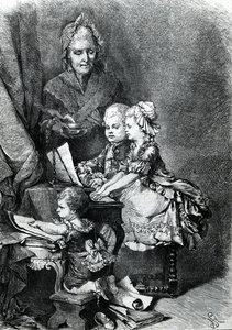 Le jeune Mozart jouant du piano - French School