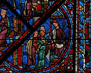 La fenêtre de Joseph : La femme de Potiphar dénonce Joseph à son mari devant des témoins - French School