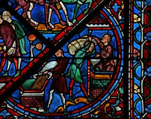 La fenêtre de Joseph : Les Égyptiens mettent le blé en réserve - French School