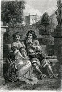 Le roi de France Louis XIV en compagnie galante de Mademoiselle de la Vallière - French School