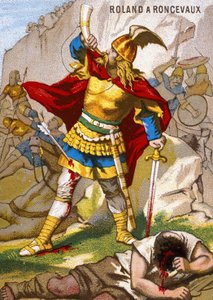 Le Chevalier Roland à Roncevaux sonnant l