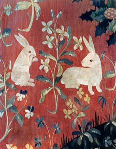 La Dame à la licorne : "Le Goût", détail de deux lapins - French School