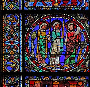 La Vie du Christ : Trois saints assistant à la Présentation au Temple - French School