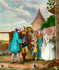 Le Seigneur et son fermier. Gravure du 18ème siècle. Collection privée. - French School