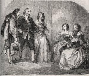 Le marquis de Montespan, Louis Henri de Pardaillan de Gondrin (1640-1691) (à gauche) venu proposer le mariage de Françoise Athénaïs de Rochechouart Mortemart (alors marquise de Montespan ou Madame de Montespan) - French School