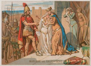 Le mariage de Galswinthe avec le roi Chilpéric Ier - French School