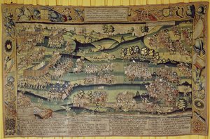 La rencontre des deux armées à la bataille de Jarnac, 13 mars 1569 - French School