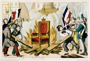Le peuple brûlant le trône à la Place de la Bastille, 1848 - French School