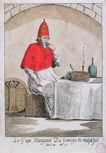Le Pape mangeant du fromage Roquefort, 1791 - French School