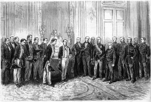 Le président de la République française Adolphe Thiers (1797-1877) reçoit les ambassadeurs japonais au palais de l