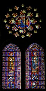 Le Prophète Osée; une autre figure, les armoiries de Mauclerc; la Vierge et l