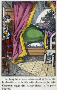Le Petit Chaperon Rouge entre dans la chambre où le loup a pris la place de sa grand-mère - dans 