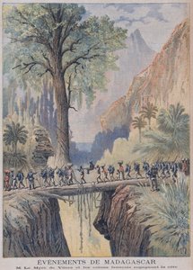 Le Résident-Général de Madagascar, Charles le Myre de Vilers et les colons français atteignent la côte, illustration de 