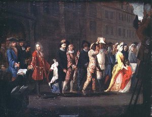 Le retour des comédiens après la suppression de la Comédie Italienne, 1697