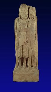 Le Retour du Croisé, Hugh de Vaudémont embrassé par sa femme, du cloître du prieuré de Belval, près de Portieux, en Lorraine - French School