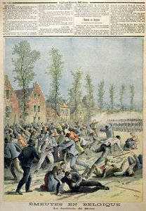 Les Émeutes à Mons, illustration de Le Petit Journal, mai 1893 - French School