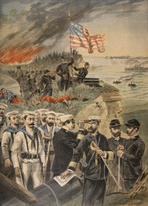 La guerre hispano-américaine : débarquement à Guantanamo, illustration du Petit Journal : Supplément illustré, 1898 - French School