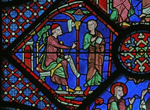 La fenêtre de Saint Jacques : le magicien Almoniges (Hermoniges) envoie son disciple Filetus à Saint Jacques