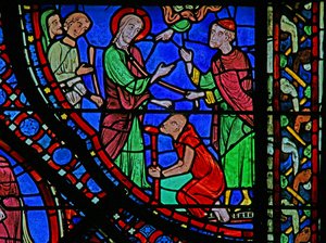 La fenêtre de Saint Jacques : guérit un paralytique - French School