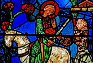 La fenêtre de Saint Martin : le saint partage son manteau - French School