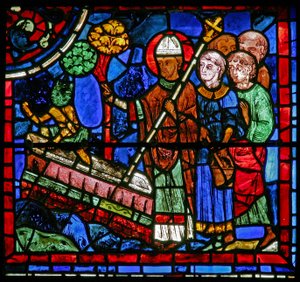 La fenêtre de Saint Martin : le saint exorcise un démon du tombeau - French School