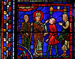 La fenêtre de Saint Martin : le saint guérit une âme possédée - French School