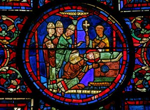 La fenêtre de Saint Martin : le saint est consacré évêque de Tours - French School