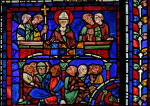 La fenêtre de Saint Martin : le saint prêche - French School
