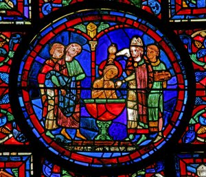 La fenêtre de Saint Martin : le baptême du saint - French School