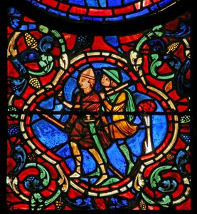 Le vitrail de Saint Martin : deux brigands - French School