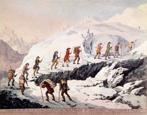 Le naturaliste suisse Horace-Bénédict de Saussure (1740-1799) et le guide de montagne français Jacques Balmat ont effectué la deuxième ascension du Mont Blanc en août 1787 - French School