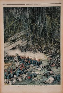 La prise de Thiassalé, la bataille dans la forêt vierge, illustration du Petit Journal, 26 août 1893