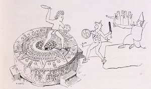 Le Temalacati, ou Pierre Gladiatoriale, du Codex Ramirez, de 
