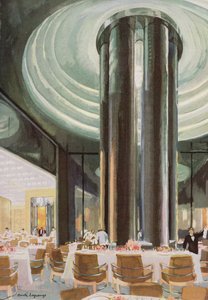 Salle à manger de la classe Touriste à bord du Normandie - French School