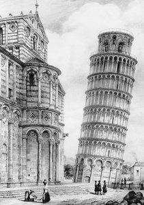 La tour et la cathédrale de Pise (gravure) - French School