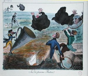 La réception indésirable des missionnaires en Bretagne, décembre 1819 (gravure) - French School