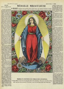 La Vierge Marie et la Médaille Miraculeuse (lithographie couleur) - French School