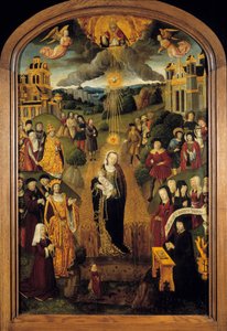 La Vierge au blé avec le roi Louis XII et le pape Alexandre VI - French School