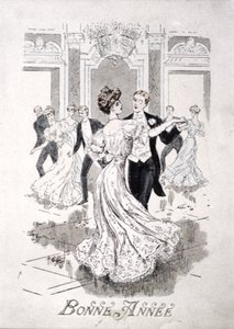 La Valse, carte de vœux française, fin du XIXe siècle - French School