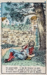 Le gland et la citrouille. Fables de Jean de La Fontaine (1621-95). Imagerie d