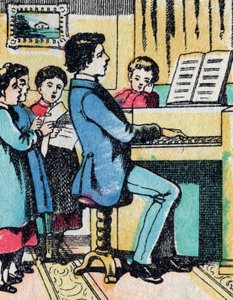 Les activités des filles de bonnes familles : apprentissage de la musique - Image d