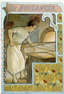Le boulanger à son four - French School