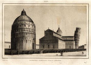 Le baptistère, la cathédrale, la tour et le cimetière de Pise - French School