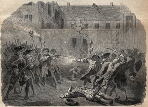 Le brigand Louis Dominique Garthausen dit Cartouche (1693-1721) et ses compagnons allant dévaliser l