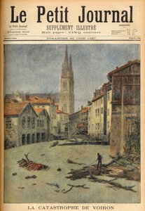 La catastrophe (inondation) du village de Voiron (Isère) France dans "Le Petit Journal", 20 juin 1897 (gravure) - French School