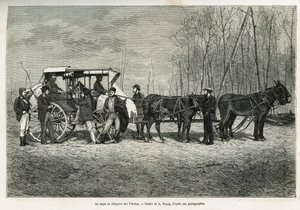 La course ou diligence sur le cheval des prairies, dessin de A. Dupuis, pour illustrer le récit d