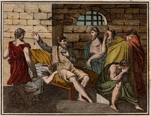 La mort de Socrate, philosophe grec (470?-399 av. J.-C.) - French School