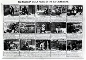 Le médecin de la ville et de la campagne et leurs différents patients, publié par J.B. Gadolachez Cours de Brosses à Lyon, fin XIXe - French School